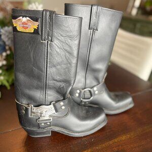 Harley Davidson VTG 90'S Iconic Eagle Black Leather Boot Size 8\9